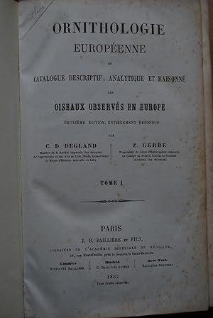Ornithologie européenne ou catalogue descriptif, analytique et raisonné.