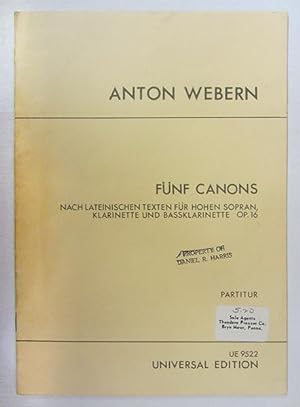 Funf Canons nach lateinischen Texten fur hohen Sopran, Klarinette und Bassklarinette, Op. 16.