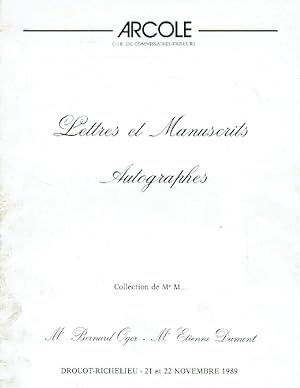 Arcole November 1989 Letters, Manuscripts & Autographs
