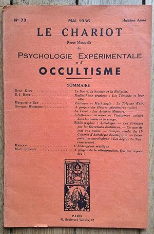 le CHARIOT - revue mensuelle de Psychologie Expérimentale et d'OCCULTISME - 1936