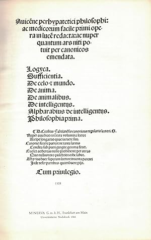 Avicene perhypatetici philosophi : ac medicorum facile primi opera in luceredacta : ac nuper quan...