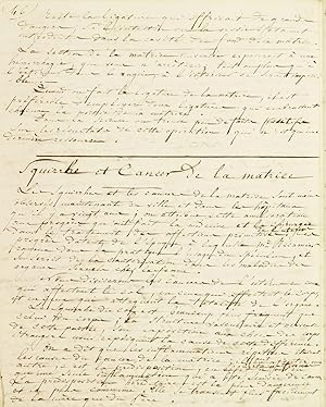 (MARJOLIN). MANUSCRIT : Cours de pathologie externe [GYNÉCOLOGIE]. Paris, 16 avril 1838. [Signé :...