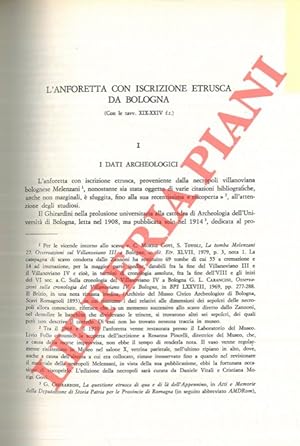 L'anforetta con iscrizione etrusca da Bologna.