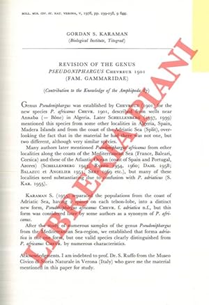 Revision of the genus Pseudoniphargus Chevreux 1901 (fam. Gammaridae) .