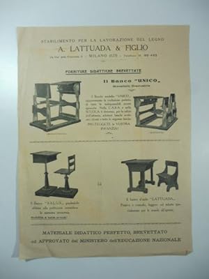 Stabilimento per la lavorazione del legno A. Lattuada & Figlio. Foglio pubblicitario