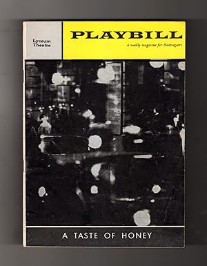 Playbill - A Taste of Honey (Shelagh Delaney, Playwright) / Lyceum Theatre. November 28, 1960. An...