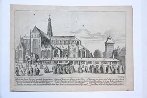 Antique print, etching | The Saint Bavo Church from the south East (Sint Bavo kerk zuid-oost), fi...
