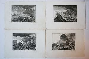 Storm at sea with ships [set of four].