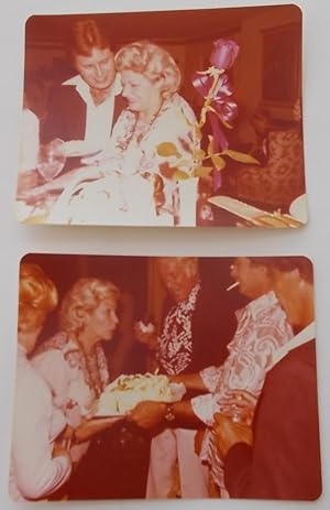Martha Raye Two Original Camera Photos Photographs Prints Birthday Party (Circa 1980s)