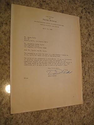 Letter Offering Queen Juliana's Phantom V Sedanca De Ville For $150,000 In 1980