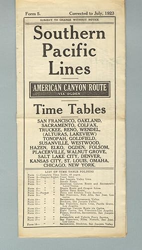 Southern Pacific Lines. American canyon route via Ogden. Time tables [panel title]