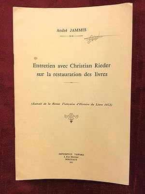 Entretien avec Christian Rieder sur la restauration des livres (Extrait de la Revue Francaise d'H...