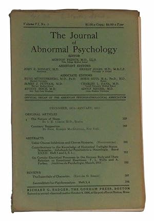 The Journal of Abnormal Psychology, Volume VI, No. 5 (December 1911-January 1912)