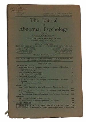 The Journal of Abnormal Psychology, Volume X, No. 2 (June-July 1915)
