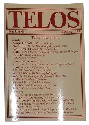 Telos, Number 63 (Spring 1985): A Quarterly Journal of Critical Thought