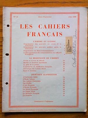 Les cahiers français, revue d'information, no 56, juin 1944: L'Empire en guerre; La résistance de...