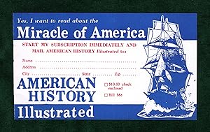 Ephemera: American History Illustrated - Subscription Card from April, 1966, Premiere Issue