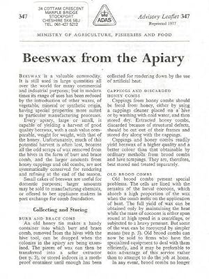 Beeswax from the Apiary. Advisory Leaflet No. 347.