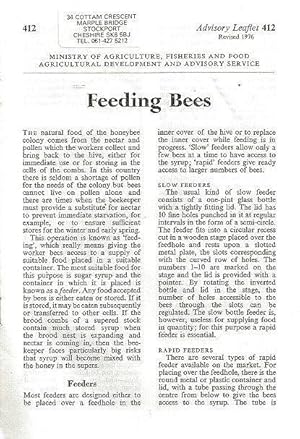 Feeding Bees. Advisory Leaflet No. 412.