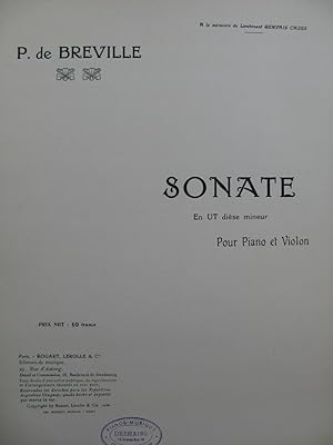 DE BRÉVILLE Pierre Sonate Violon Piano 1920