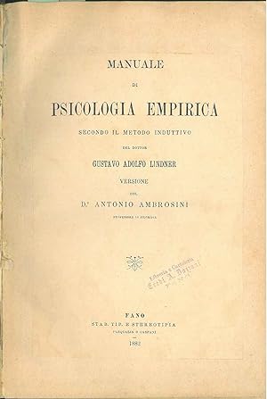 Manuale di psicologia empirica secondo il metodo induttivo