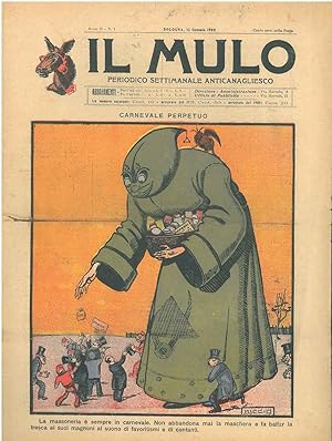 Il Mulo. Periodico settimanale anticanagliesco. 12 gennaio 1908. Anno II - N. 1, direttore Agosti...