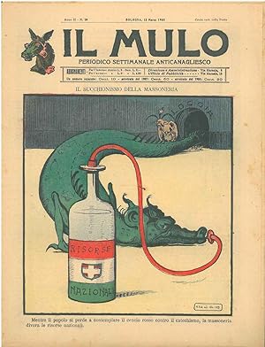 Il Mulo. Periodico settimanale anticanagliesco. 15 marzo 1908. Anno II - N. 10, direttore Agostin...