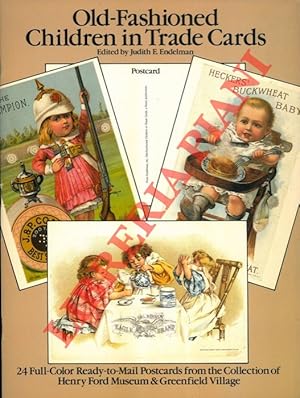 Old-fashioned children in trade cards.