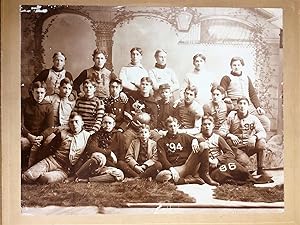 PREP SCHOOL OR MILITARY SCHOOL FOOTBALL TEAM ALBUMEN PHOTOGRAPH, CIRCA 1894, SHOWING TWENTY YOUNG...