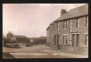 Antique Real Photo Postcard of Station Road, Cramlington, Northumberland, UK: 1916
