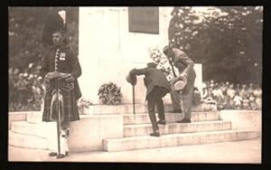 Prince of Wales laying a Wreath at Victory Square, 1927: Real Photo Postcard