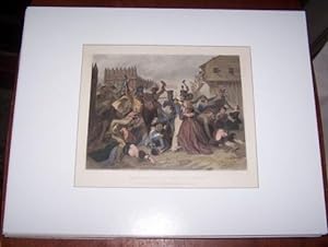 Massacre at Fort Mimms Hand Colored Steel Engraving