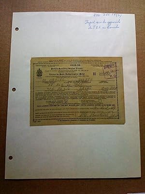 Private Receiving Station Licence - Licence de poste radiorécepteur prive 1949-1950