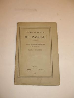 GENIE ET ECRITS DE PASCAL TRADUIT DE L' EDINBURGH-REVIEW DE JANVIER 1847