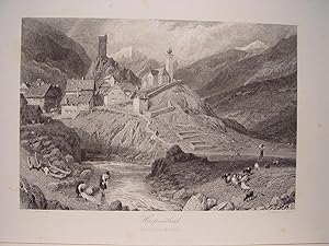 Suiza. «Hospenthal» Dibujó Birket Foster (1825-1899).Grabó John Saddler (1813-1892)