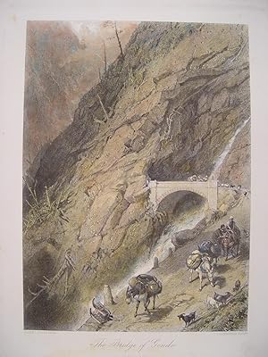Suiza. «The Bridge of Gondo» Pintó Birket Foster (1825-1899). Grabó James Stephenson (1828-1886).
