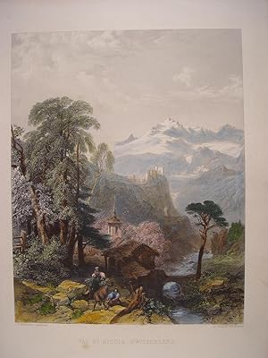 Suiza. «Val St. Nicola» Pintó James Duffield Hardings (1798-1863). Grabó Robert Wallis (1794-1878)