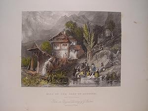 Suiza. «Mill on the Lake of Lungern».Grabó Albert Henry Payne (1812-1902) según obra de George Ba...