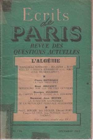 Ecrits de paris / decembre 1953 / l'algerie