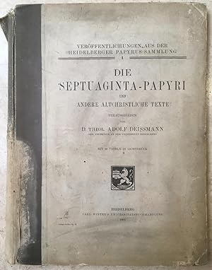 Die Septuaginta-Papyri und andere altchristliche Texte der Heidelberger Papyrus-Sammlung [Veröffe...