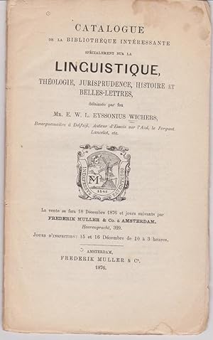 Catalogue de la bibliothèque intéressante spécialement sur la linguistique, theologie, jurisprude...