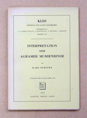 Interpretation der Agramer Mumienbinde. [Reprint].