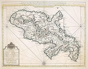 Carte de L'Isle de la Martinique Colonie Françoise de l'une des Isles Antilles de l'Amerique Dres...