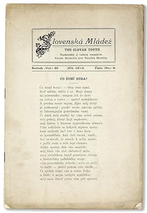 Slovenská MládeÅ¾ / The Slovak Youth, Vol. III, no. 9, Júl [July], 1919