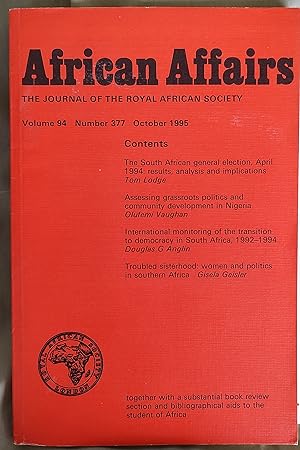 African Affairs: The Journal of the Royal African Society: Volume 94 Number 377 October 1995 / To...