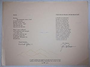 Poetry Broadside - Paul by Giannini and The High Peaks From Blue Mt. by Perlman (Signed by Both)