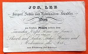 Werbezettel des Seiden- und Modewaren-Händler ("Jos. Lee bürgerl. Seiden- und Modewaaren-Händler,...