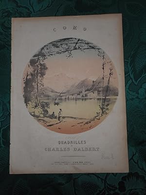 COMO. A Set of Quadrilles by Charles D'Albert. Delightful Coloured Lithograph Sheet Music Cover (...