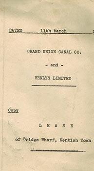 Lease of Bridge Wharf, Kentish Town, between Grand Union Canal Company and Henlys Limited (1935).