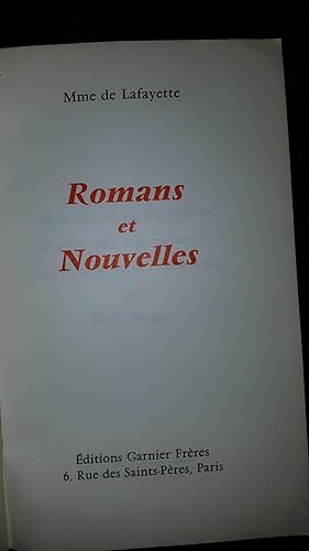 Romans et Nouvelles. Textes revus sur les éditions originales avec une introduction, une bibliogr...